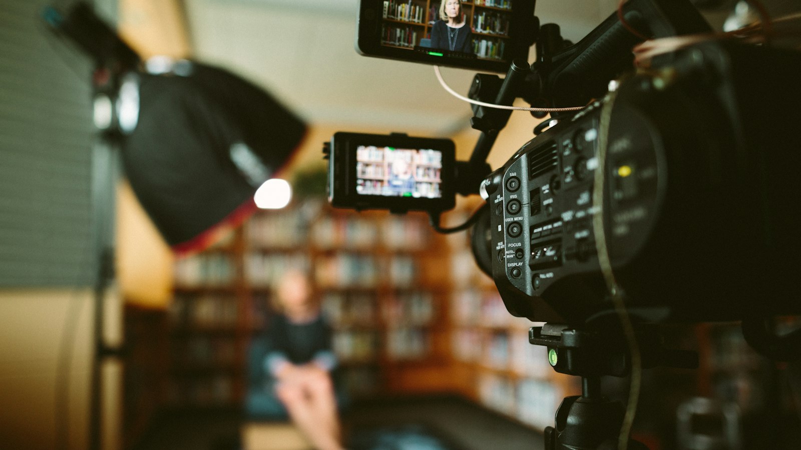 Filming a video interview at a company