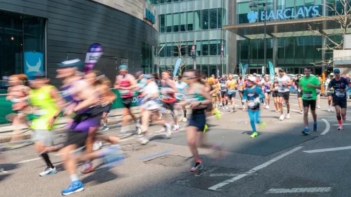 Marathon runners in a city street